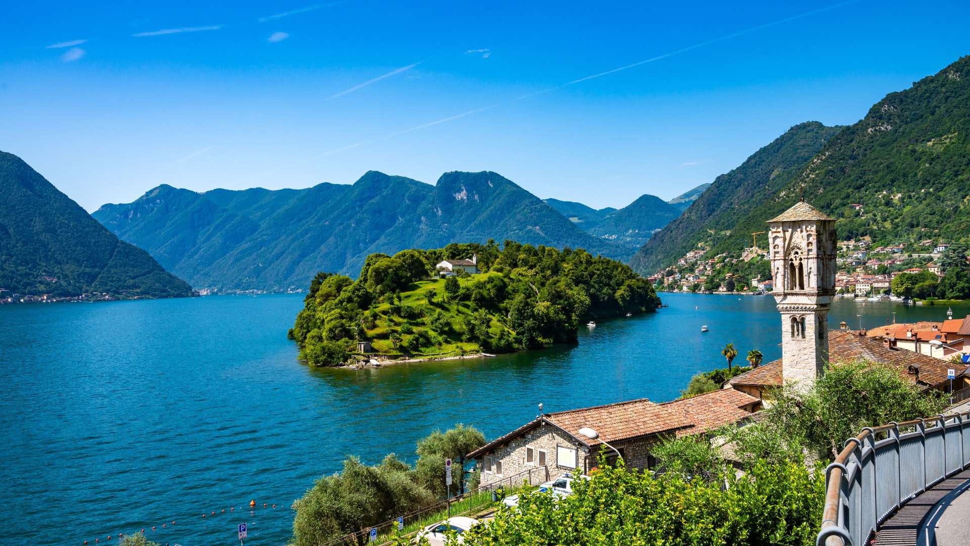 isola comacina mit dem boot, die grösste insel des comer sees